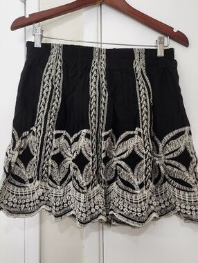Black And White Embroidered Skirt